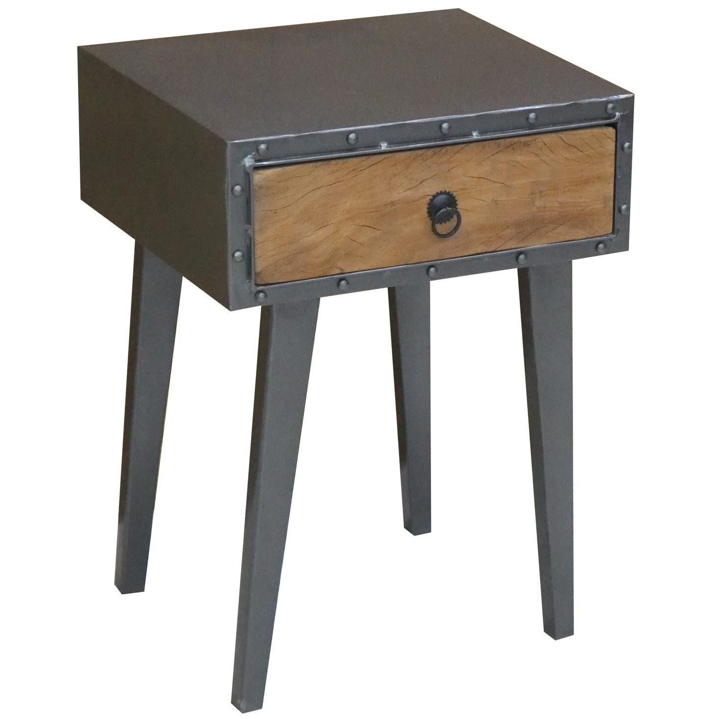 Progressive Furniture Outbound End Table/nightstand, 18" W x 14" D x 24" H, Tan/Gray
